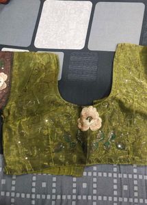Green Floral Embroidered Saree