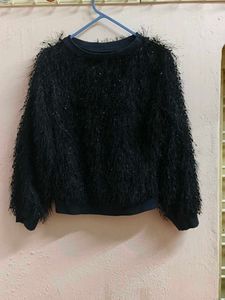 Black Textured Knit Sweater