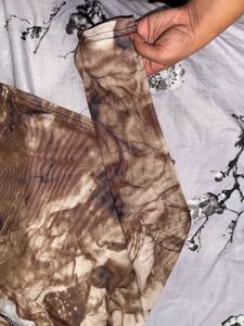 Sheer Mesh Brown Swirl Print Top