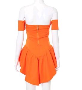 Orange Off-Shoulder Lace-Up Mini Dress
