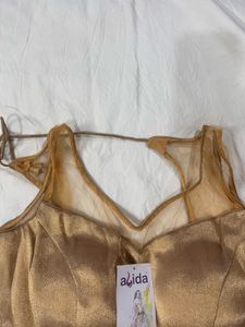 Elegant Golden Brocade Blouse