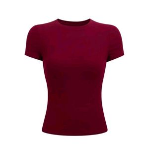 Wine Red Fitted Basic Tee