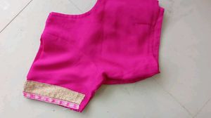 Elegant Pink Blouse with Gold Trim