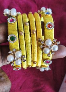 silk thread bangles combo set of 6
