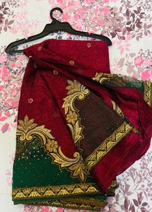 Saree Beautiful Maroon Green
