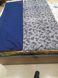 Unstitched Dress Material - Blue &amp; Floral Print