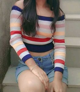 Striped Off-Shoulder Knit Top