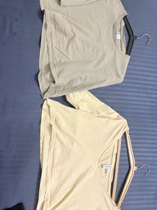 Two Basic T-Shirts - Beige & Cream