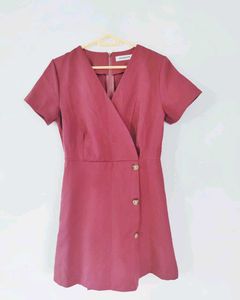 Chic V-Neck short Dress cum playsuit with Buttons