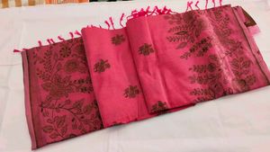 Pink Saree with Floral Print