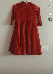 Elegant Red Lace Top Dress