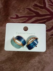 Stylish Blue and Teal Hoop Earrings