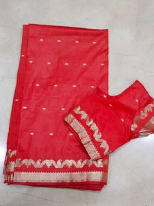 red silk saree