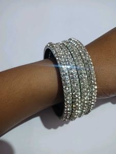 White Diamond Stoned Bangles