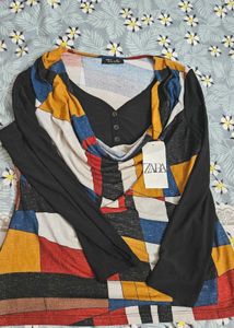 Colorful Geometric Print Long Sleeve Top