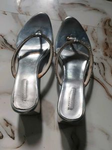 Silver Embellished Thong Sandals