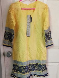 Yellow and Blue Kurtha set