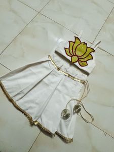 lotus desion cotton white lahenga choli