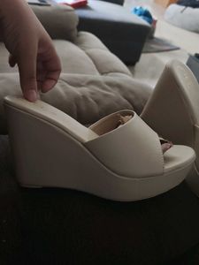 Stylish Beige Wedge Sandals heels