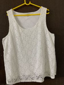 Elegant White Lace Details Top