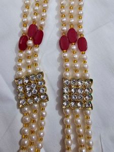 ✨ Elegant Pearl &amp; Red Bead Necklace ✨