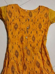 Yellow Ikat Print Kurta