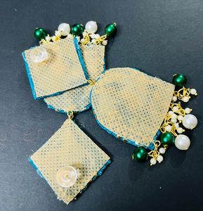 2 Pair Combo Fabric Fancy Long Size Earrings