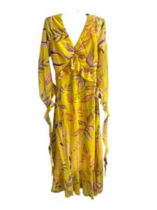 Yellow floral Ruffle dress Athena