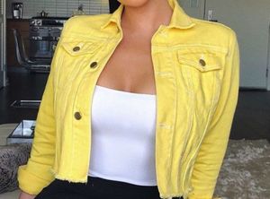 Vibrant Yellow Cropped Denim Jacket
