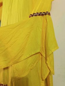 Yellow Embellished Neckline Top