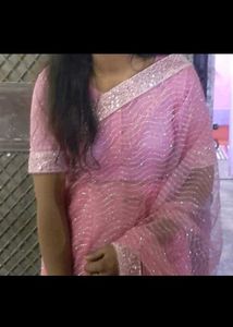 Elegant Pink Net Saree