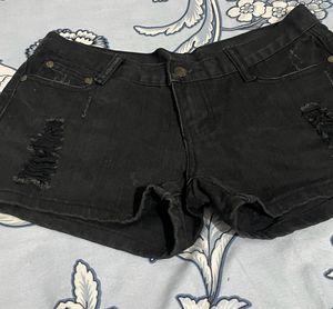 Black Denim Shorts