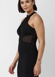 Black Mesh Panel Dress:UNUSED