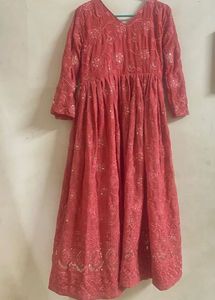 Elegant Red Anarkali Kurta with Dupatta