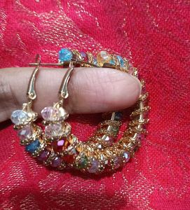 Colorful Beaded Hoop Earrings