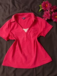 Pink Polo Neck T-Shirt