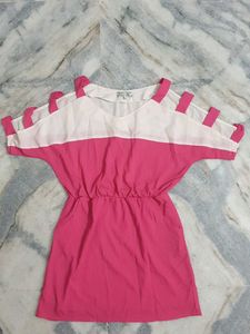 🎉SALE🦩Cute Pink &amp; White Mini Dress