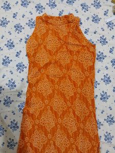 Orange Ethnic Kurta with White Pants