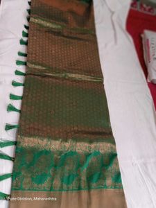 Elegant Teal &amp; Gold Silk Saree