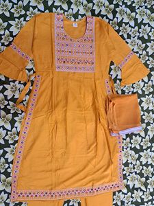 Nyra Cut Kurta Set IN Mustard Yellow Color