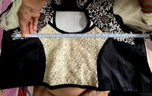 UNSTICHED.  Elegant Black &amp; cream Embroidered Blou