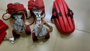 Vintage Red Roller Skates & Bag Set