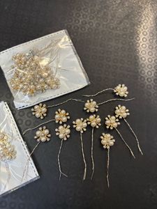 Pearl &amp; Crystal Floral Hair Pins Set