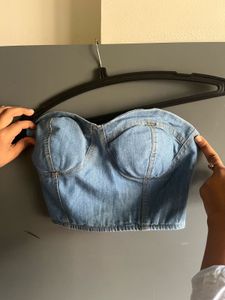 Denim Strapless Corset Top