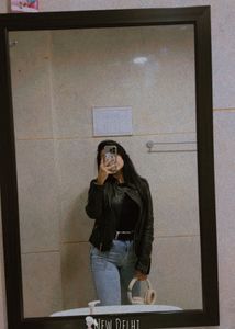 Women's Black Faux Leather Jacket &amp; Jeans