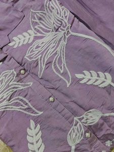 Embroidered Purple Collared co ord set