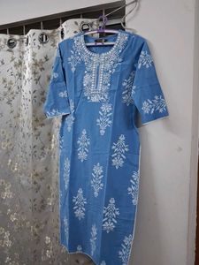 Blue Embroidered Kurta
