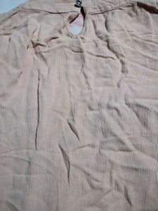 Beige Textured Kurta with Crochet Neckline