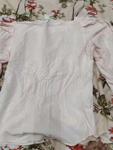 Pink Puff Sleeve Polka Dot Top