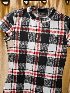 Trendy Plaid Bodycon Mini Dress shein